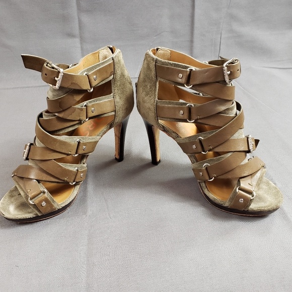Strappy Michael Kors Peep Toe Heels - Picture 1 of 6